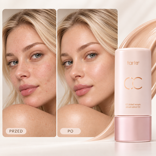 Tarte CC tinted serum przed i po – Velune Skin
